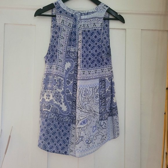 Joie Silk Sleeveless Blouse, Blue White, sz Small - Picture 5 of 10